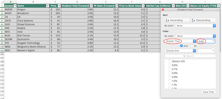 NASDAQ 100 Stocks Excel Tutorial 12